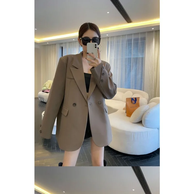 เสื้อเบลเซอร์ผู้หญิง ความยาวปานกลาง สไตล์ลำลอง ทรงหลวม สไตล์เกาหลี สีพื้น แขนยาว เหมาะสำหรับใส่ทำงานหรือโอกาสทางการ
