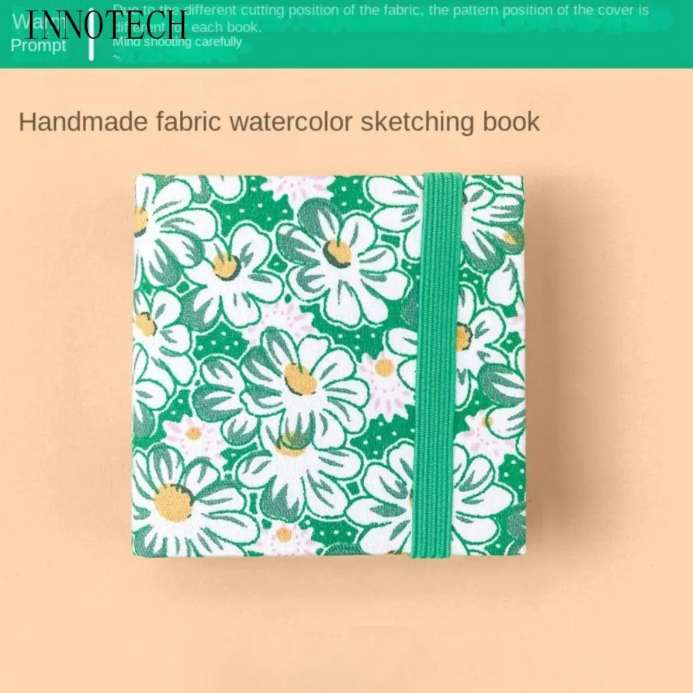 

Flower Mini Fabric Watercolor Book Paper Pad Colorful Watercolor Sketchbook Portable Square Mini Watercolor Painting Book Travel