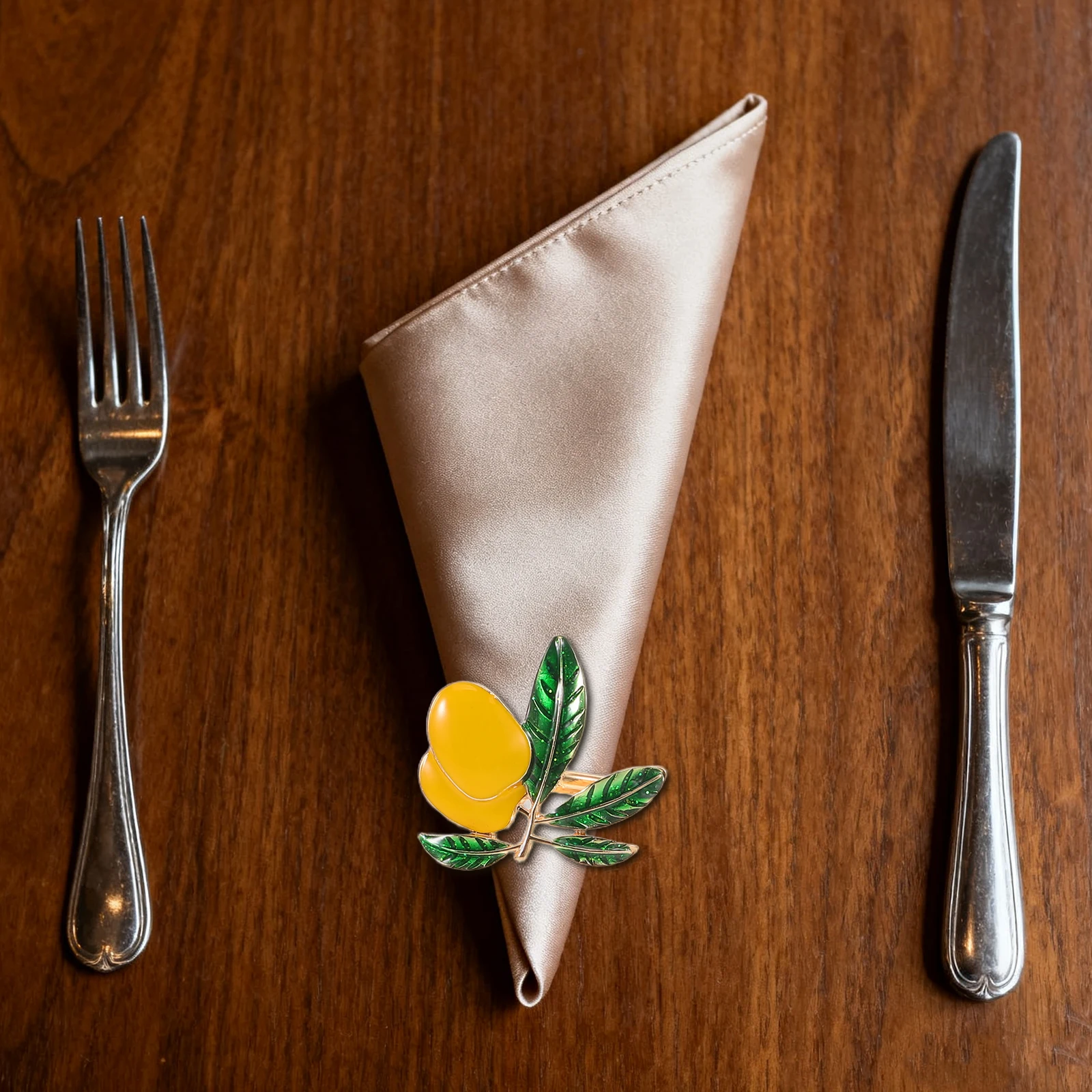 

4pcs Lemon Rings Metal Fruit Napkin Holders For Table Decor Wedding Party Dinner Accessories - Farmhouse Style Napkin Buckle