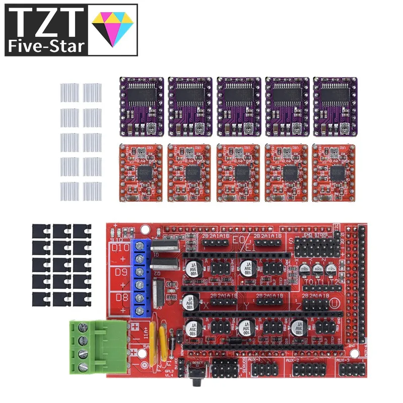 RAMPS 1.4 3D printer kit control panel printer Control With 5Pcs A4988  Or DRV8825 Driver module for 3D Printer