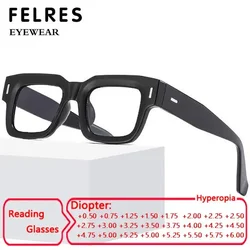 FELRES Men Women Thick Frame Anti Blue Light Reading Glasses Classic Square Glasses Presbyopia Eyeglasses Goggles