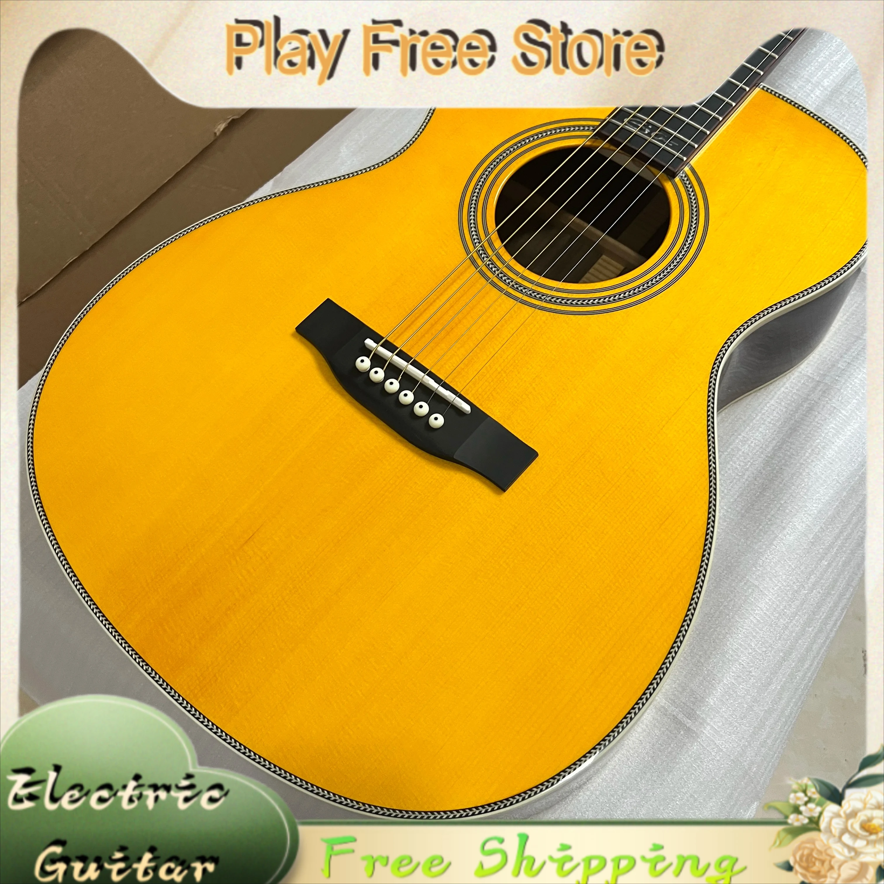 Signature Model 41 Inch 00028 Yellow Fixed Bridge Solid Top Acoustic Picea Asperata Body Handcrafted Sound Classic Hot Sale New