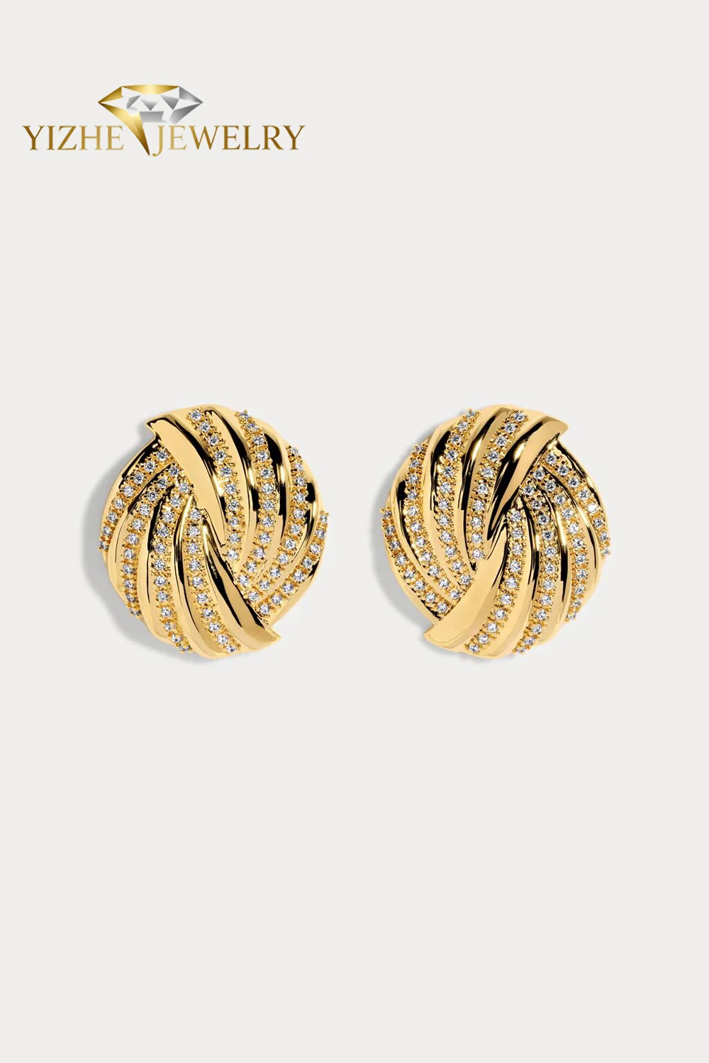 New Trendy Elegant CZ Corkscrew Spin Stud Earrings Bling 5A Cubic Zirconia Oval Geometric Earring Vintage Fashion Jewelry