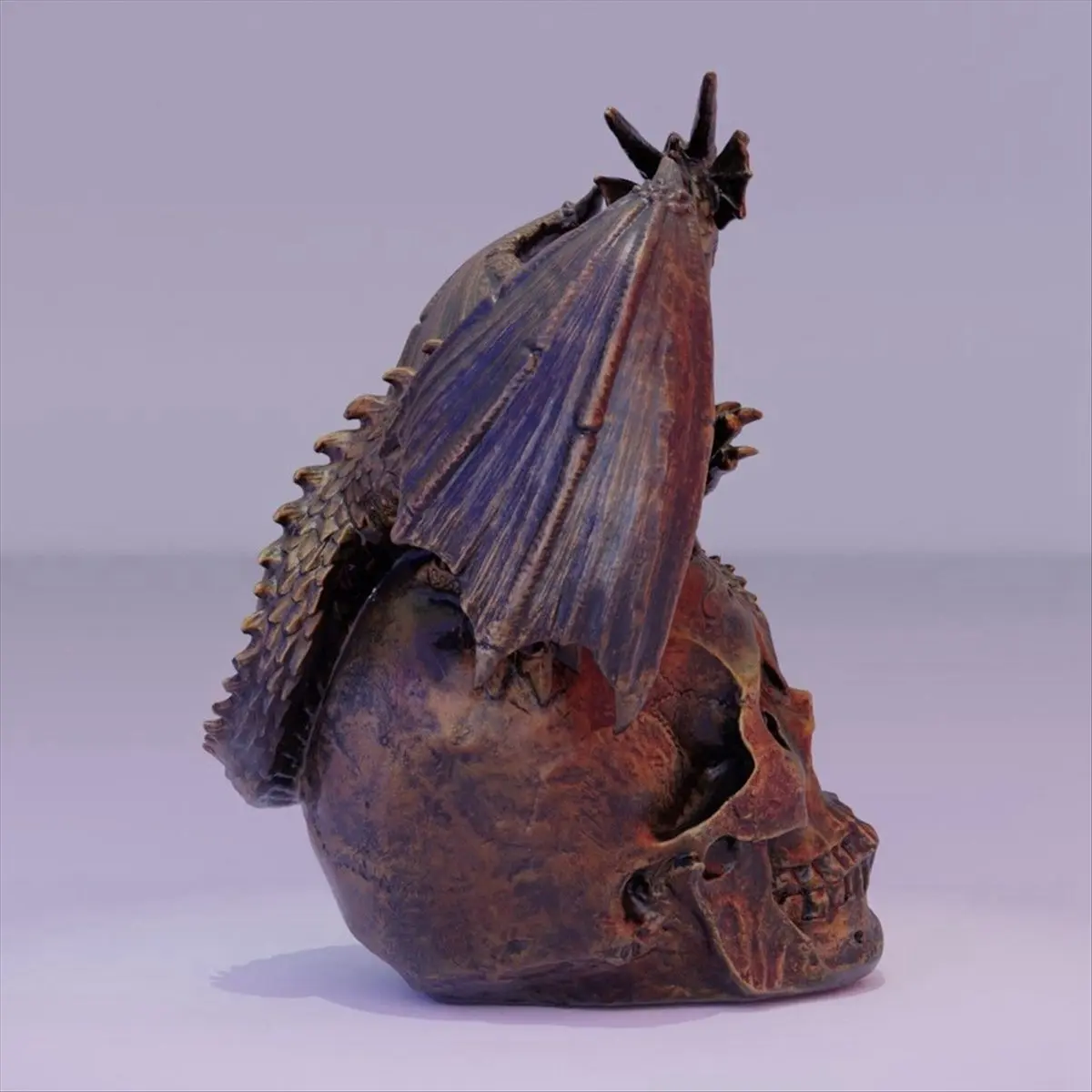 ABUA Flying Dragon Skull Statue Statues Figurine Halloween Ornaments Cool Apartment Bedside Table Decoration Sculpture