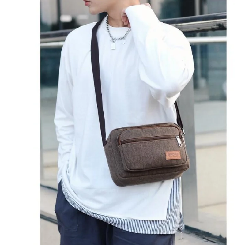 Men Canvas Shoulder Bags Casual Tote Travel Men\'s Crossbody Bag Luxury Messenger Bags Multi Pocket Bag Men Purses And Handbags