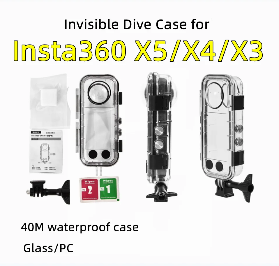 

Invisible Case for Insta360 X5X4X3 Waterproof Housing Cover for Insta 360 Camera Case Underwater 40M Dive Shell Accessories