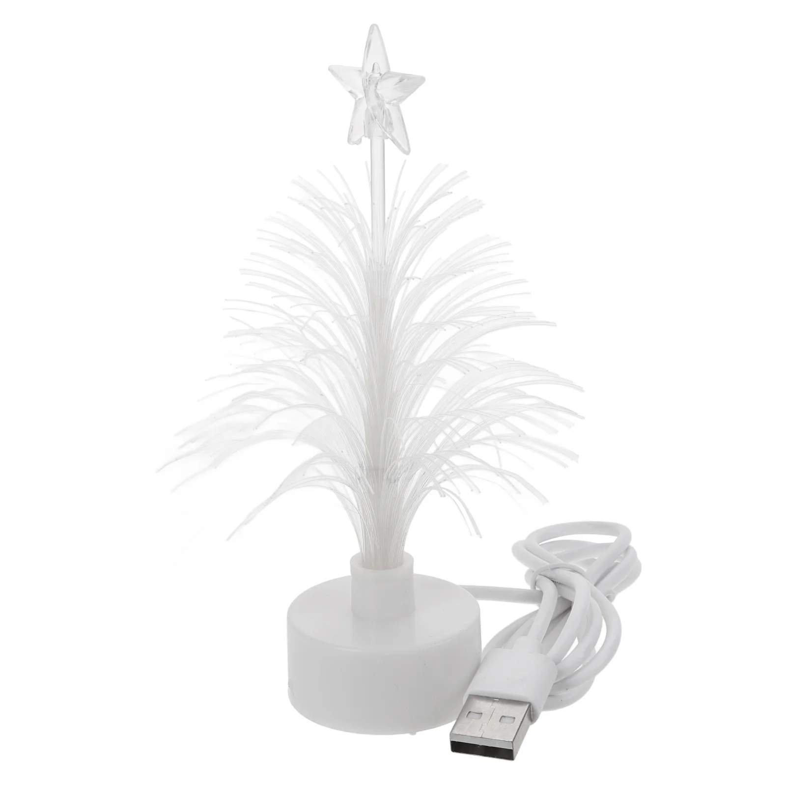 Mini LED Christmas Tree Night Light Color Changing Fiber Optical Light USB Connection Lamp Festival Decor for Bedroom Shopping M