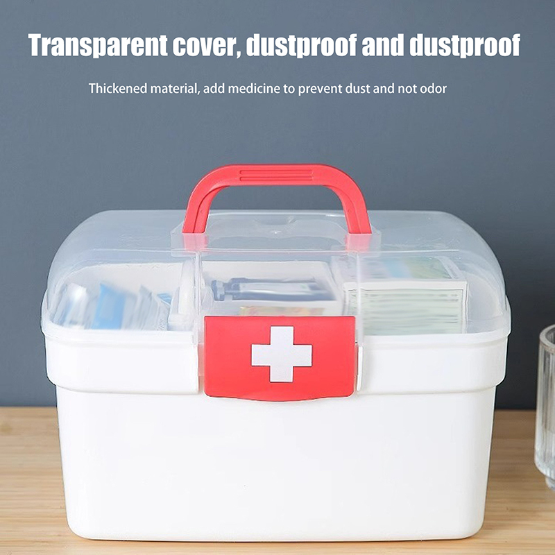  Portable Medicine Storage Box Large Capacity Medicine Kit Family Hand First Aid Chest Simple Travel Emergency Box 