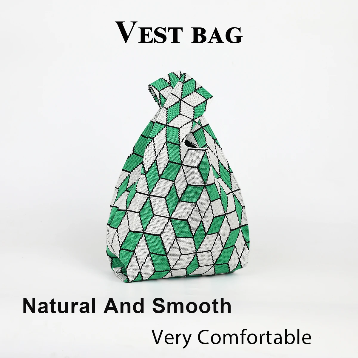 Diamond Pattern Foldable Large-Capacity Knitted Bag, Durable and Versatile for All Seasons, Fashionable Contrasting Colors and Versatile, Carry with Umbrellas and Mobile Phone Cosmetics Books, Suitable for Daily Traveling, Return to School, Shopping, Outdoor Sports Use