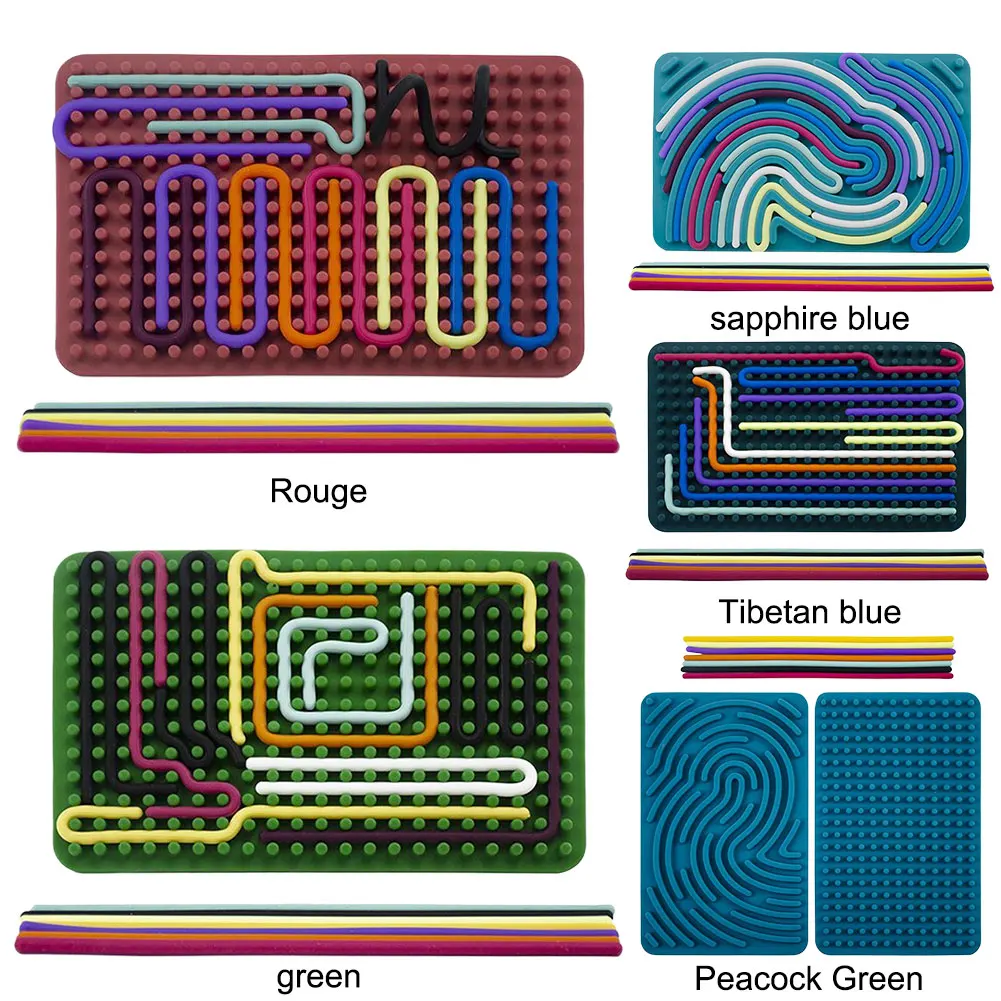 Double Side Sensory Activity Board Includes 11 Strings Silicone Fidget Toy Sensory Toys for Calming Stress Anxiety ADHD & Autism