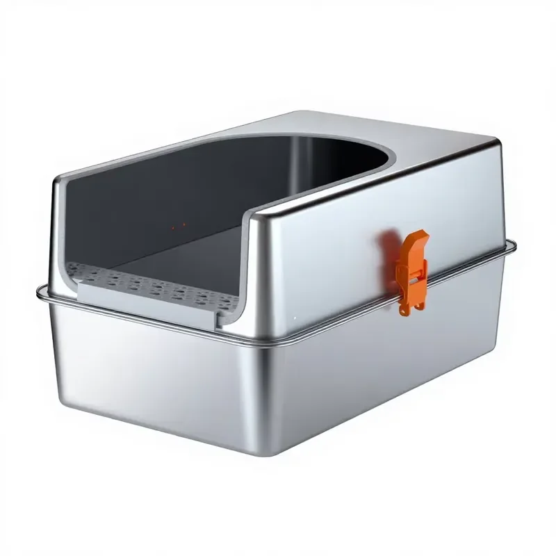 Customized Large Capacity Splash-proof Metal Plastic Cat Box with Sand for Cats