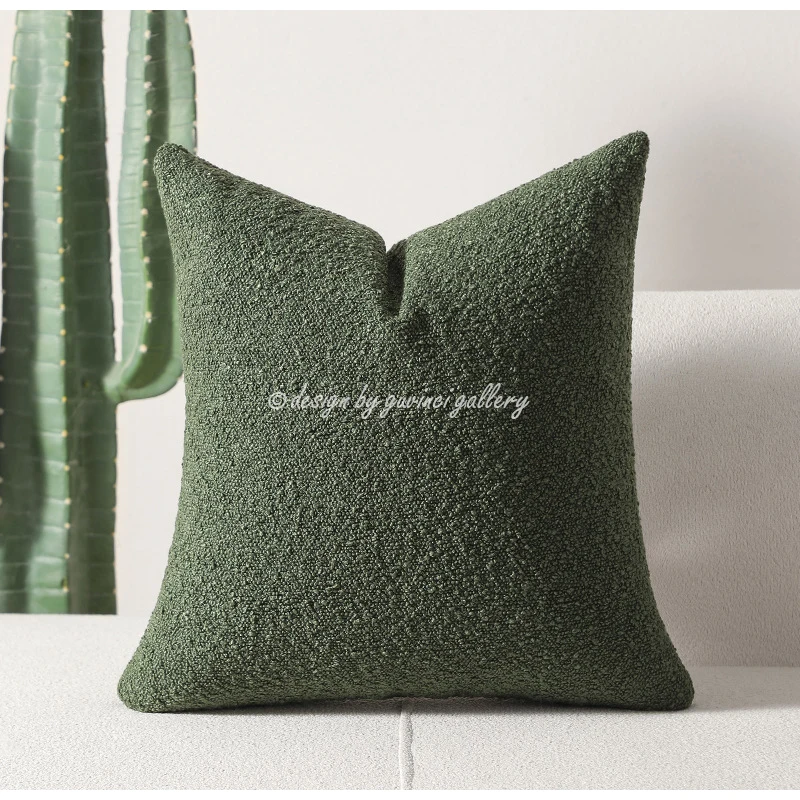 GUVINCI GALLERY Fair Green Handmade Throw Pillow Cover Super Soft Fluffy Cushion Cases 45x45cm Nordic Ins Fall Winter Home Decor