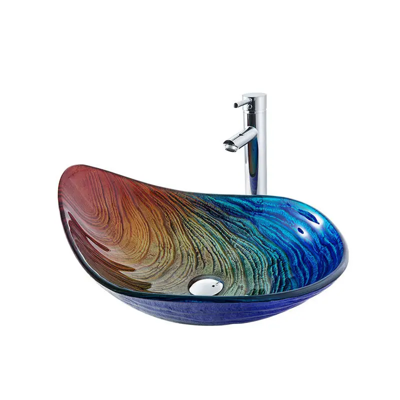 Glass counter basin Water drop art wash basin Hotel household bathroom wash basin, tempered glass basin