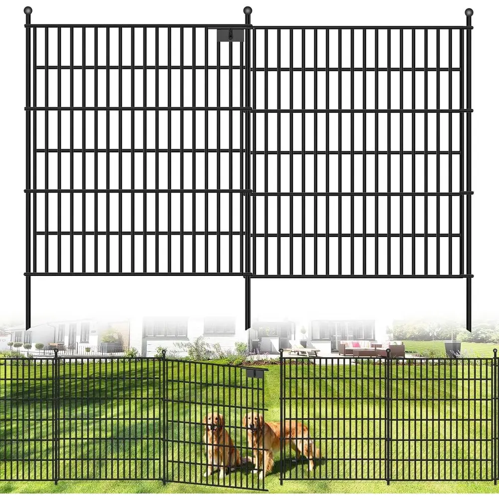 

40H x 24,2'L нержавеющий металлический садовый забор с воротами, барьер для домашних животных и растений