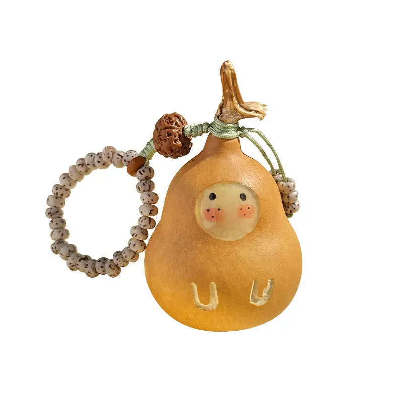Natural Wenge Gourd Hand Twist with Dragon Head Ornament Portable Keychain Pendant Cute Handheld Piece Gifts