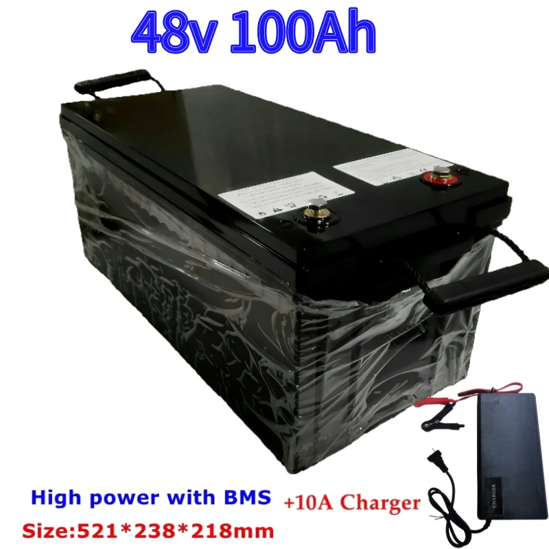 

lithium 48v 100AH lifepo4 battery with BMS for tricycle golf cart inverter Solar energy storage scooter + 10A charger