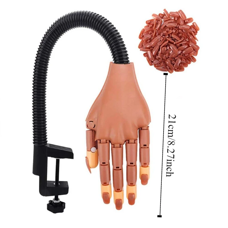 Dedos falsos para prática de arte em unhas, trem de manicure, pontas de unhas, conjunto de mão de plástico ajustável, mãos de treinamento para arte em unhas