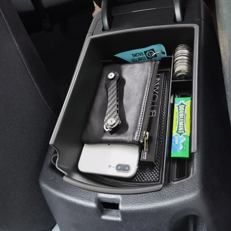 For KIA Soul SK3 2020-2023 ABS Black Car Storage Box Center Console Armrest Mobile Phone Storage Box Storage Box Car Accessories