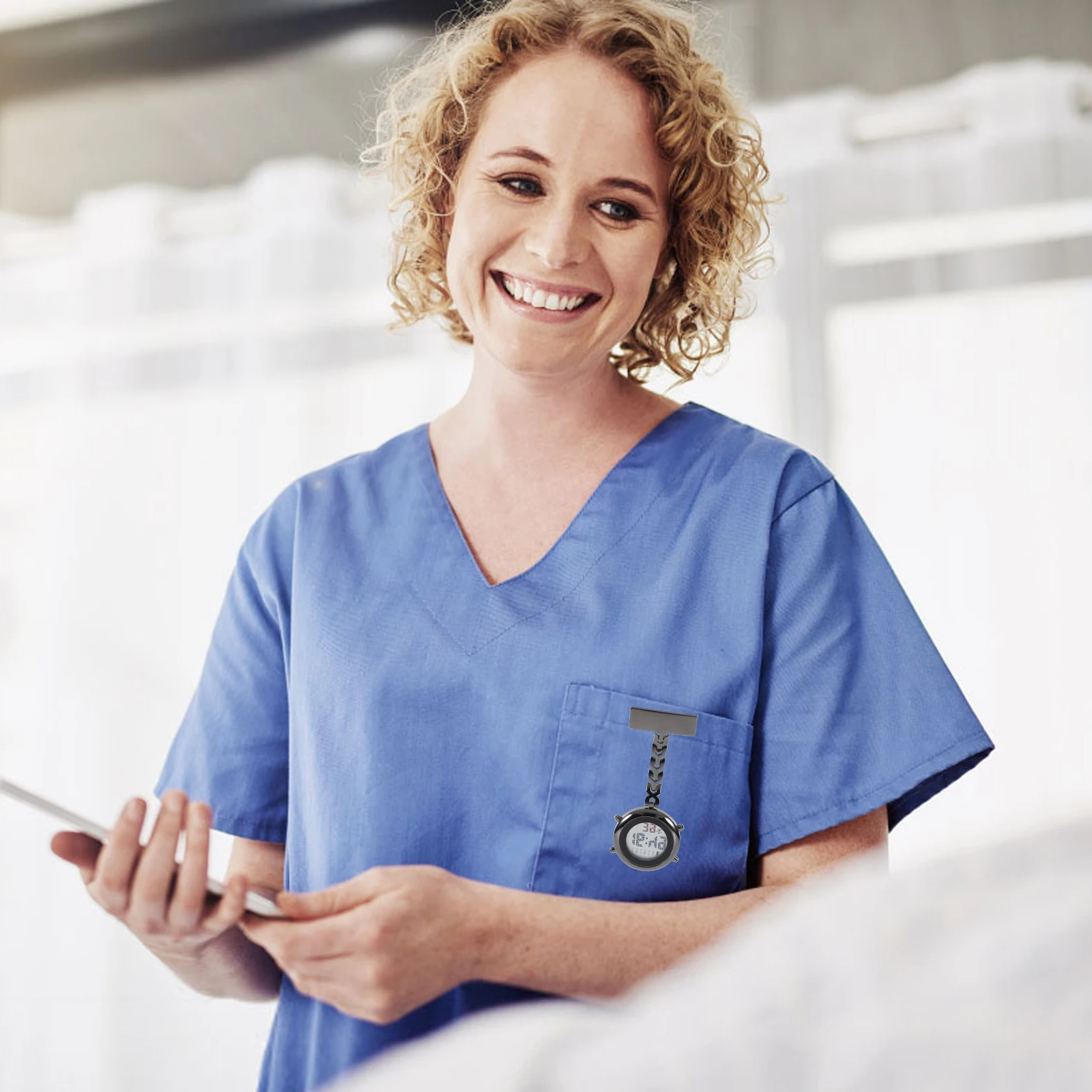 

Electronic Digital Chest Watch Nurse Clip Pocket Gifts Ladies Nurses Fob Watches Portable Unisex Lapel Pin Timepiece Alloy Case