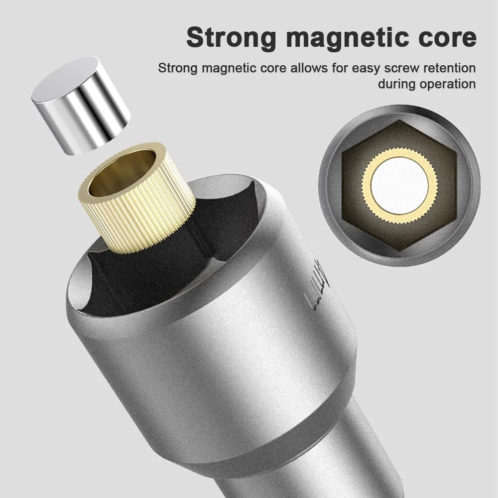 H5-H14 تأثير المقبس المغناطيسي الجوز مفك 6.35 مللي متر عرافة مفتاح مجموعة مثقاب الخشب محول ل تدريبات الطاقة تأثير السائقين المقبس عدة #4