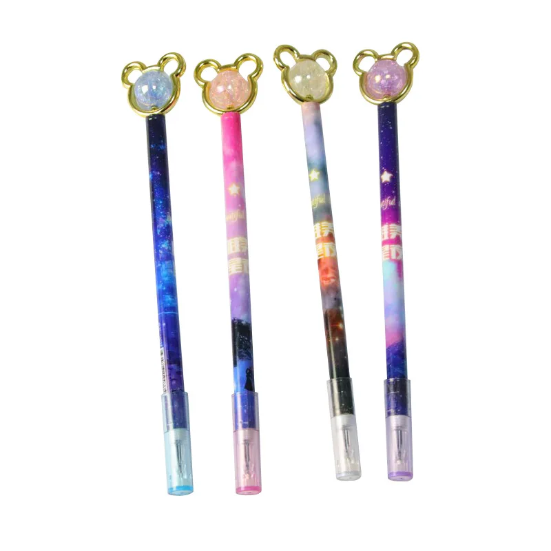 20 Pcs Creative Crystal Bear Unisex Pens with High Beauty, Beautiful Starry Night Cute Stationery Student Water Pen Wholesale