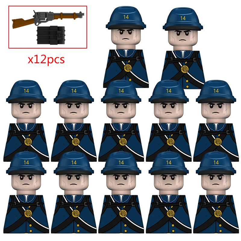 MOC New Civil War Figure Mini Soldier Gun Mini Ammunition Bag Building Blocks Moc Model Kids Toys Gift For Boys Girls Juguetes