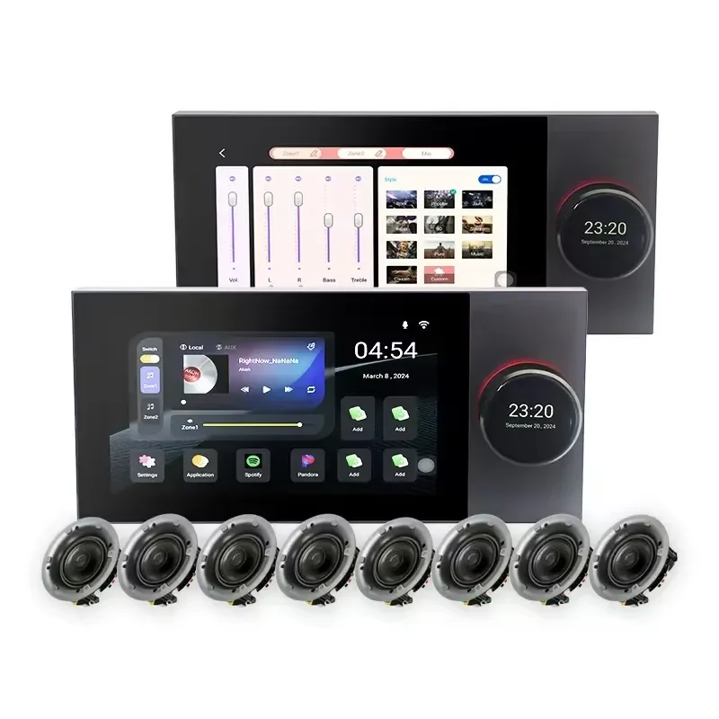 New 10-inch touchscreen smart control panel Music Center with eight wired ceiling speakers and two music areas
