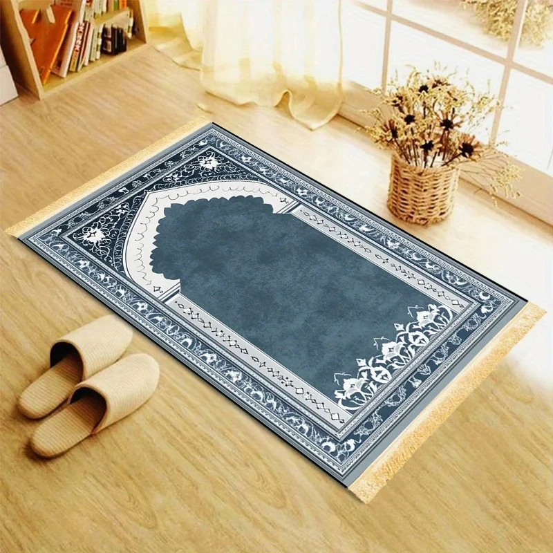 VIKAMA Soft Islamic Prayer Rug Non-Slip Portable Foldable Sajjadah Worship Mat for Home Foyer Living Room Daily Travel