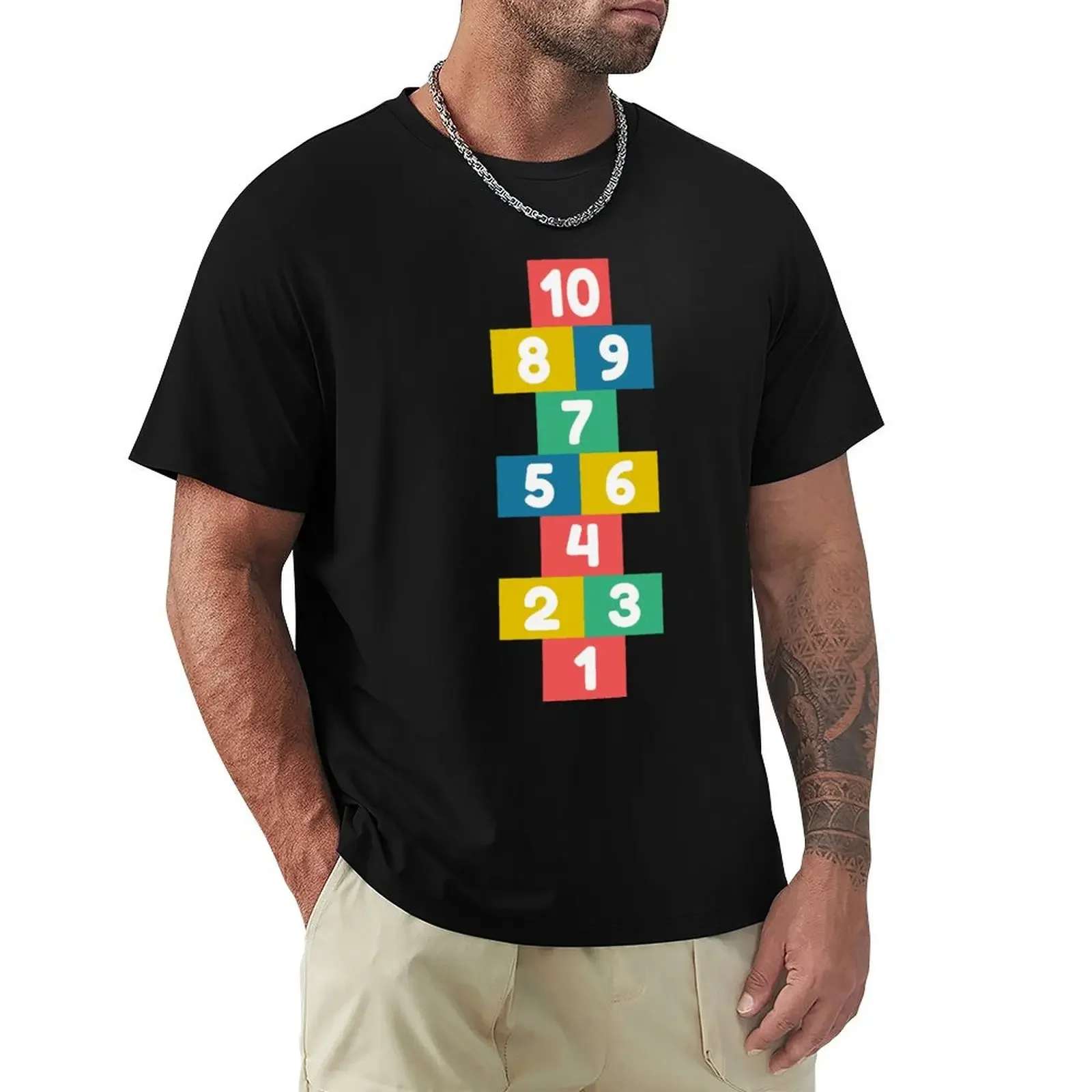 Colorful Hopscotch T-shirt summer clothes cute tops sweat t shirts for men cotton