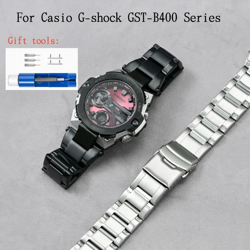 

Для Casio G-shock серии GST-B400 мужской ремешок для часов из нержавеющей стали быстросъемный браслет