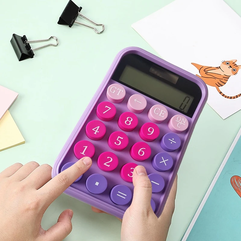 Mechanischer schalter rechner lcd display lila rechner große tasten mechanischer rechner