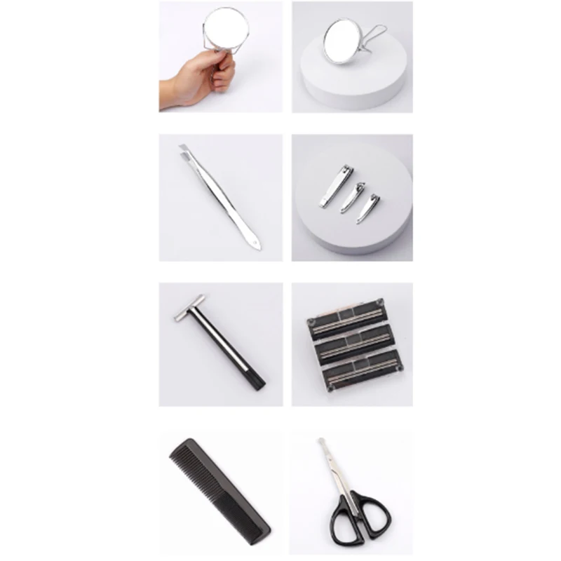 Profissional Manicure Set para Homens Grandes, Grooming Kit, Nail Clipper, Pinça, Espelho Nail File, Navalha, Scissor, Boy Gift, Viagem