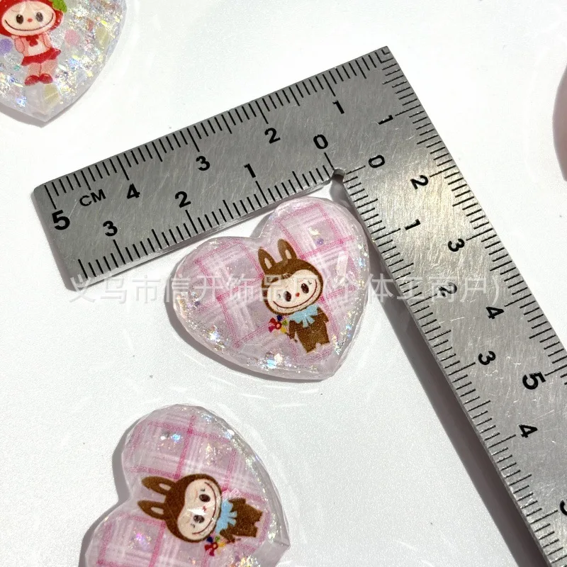 Popular Cartoon Anime Labubu Love Bead Shining Transparent Acrylic Handmade DIY Bracelet Phone Chain Jewelry Material accessory