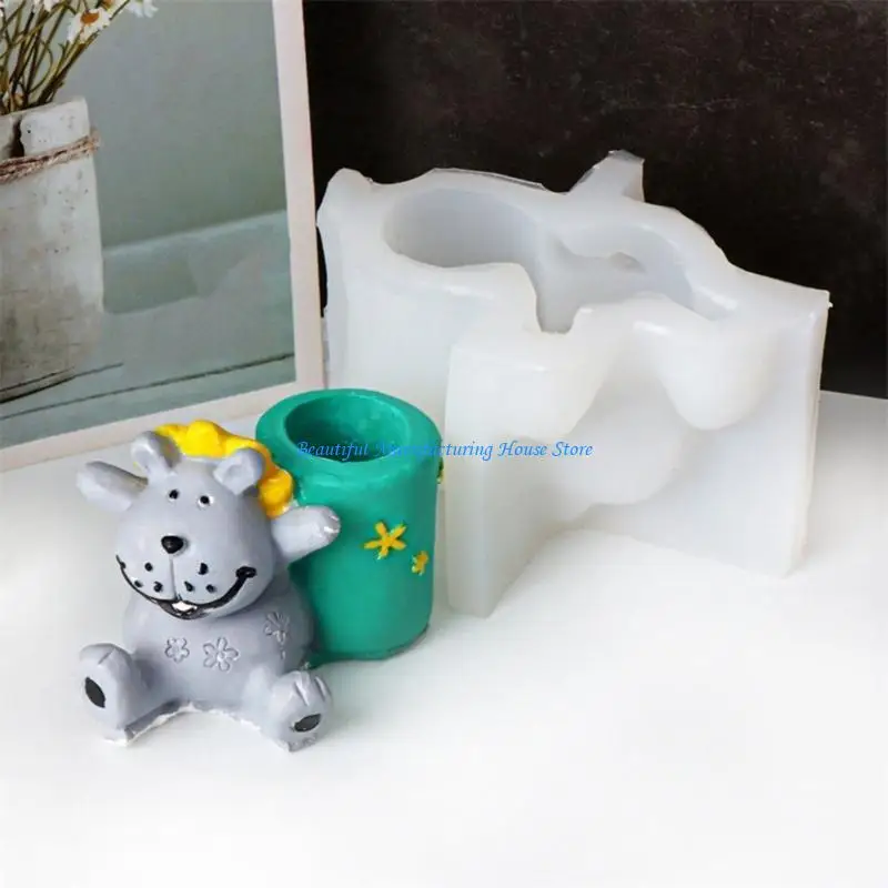 E56A قالب سيليكون قوي ومرن لحوامل الشموع والديكور الجص بزخارف طبيعية ملحقات منزلية للاستخدام اليومي