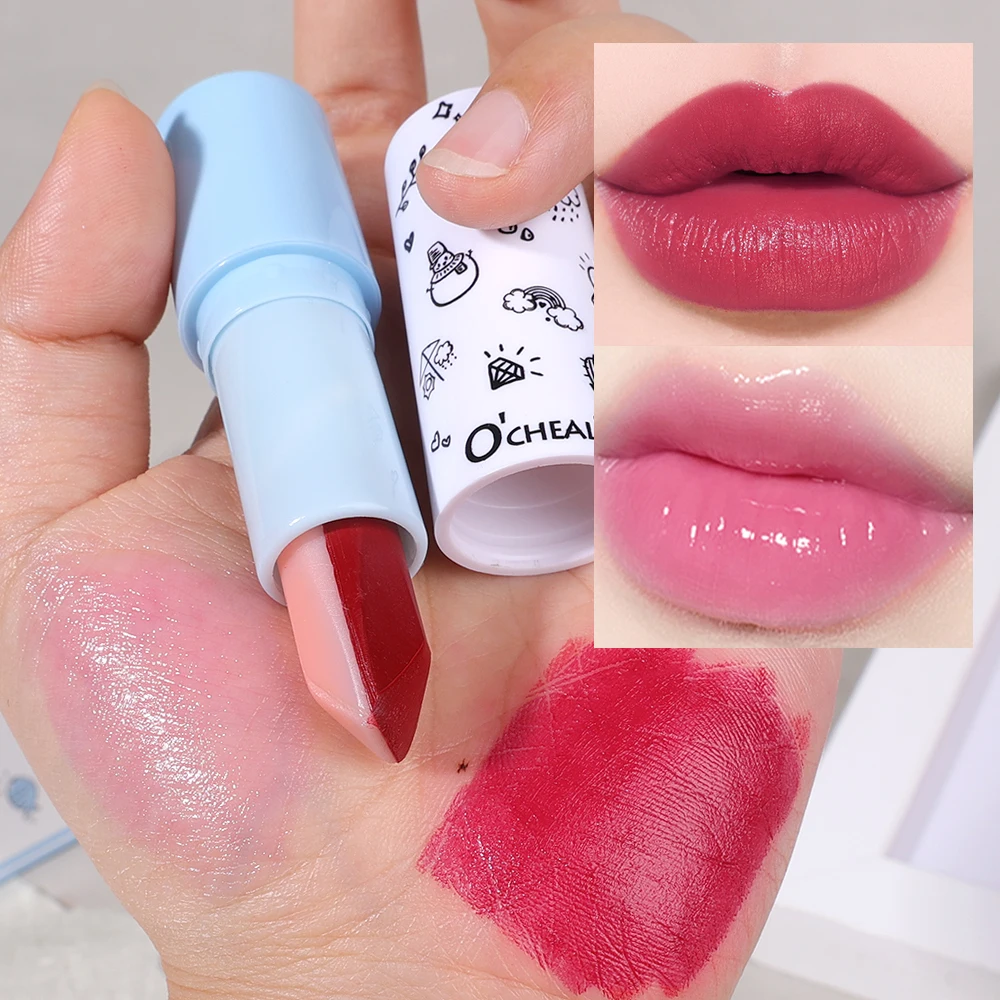 Batom com Mudança de Cor Quente, Bálsamo Labial Hidratante, Nutritivo Impermeável, 2 em 1 Lip Gloss, Lábios Cosméticos, Longa Duração