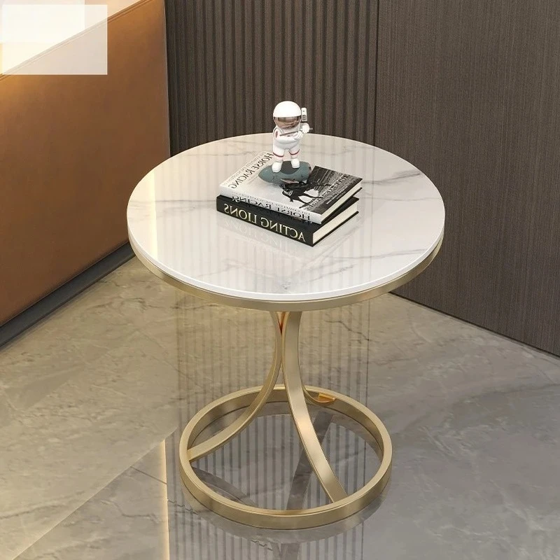 Internet celebrity Italian balcony tea small round table light luxury sofa side few small coffee table rock slab small table liv