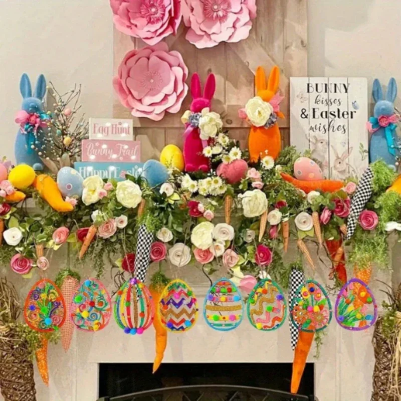 

2026 Latest Models Top Quality 24Set Wooden Easter Egg Ornaments DIY Painting Crafts For Home Party Holiday Decor Gifts
