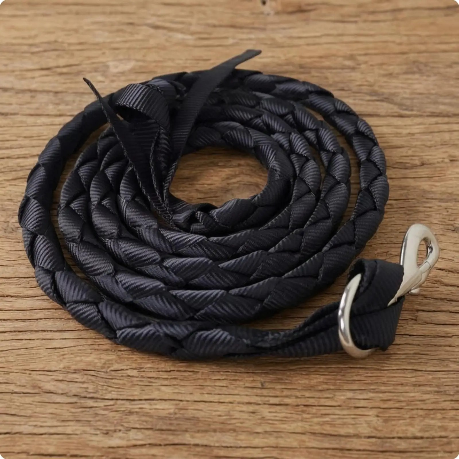 Braided Horse Training Lead Rope with Swivel Snap Hook for Paddock Control and Grooming Durable Black Equine Tether for Daily