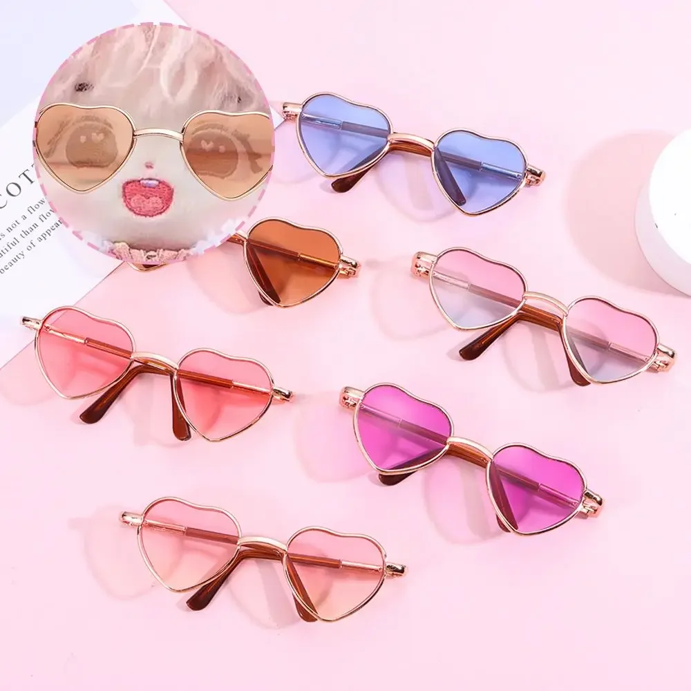 8cm moda óculos para 20cm bonecas bonito coração forma quadro mini boneca de pelúcia óculos para 1/3 1/4 bjd diy bonecas acessórios