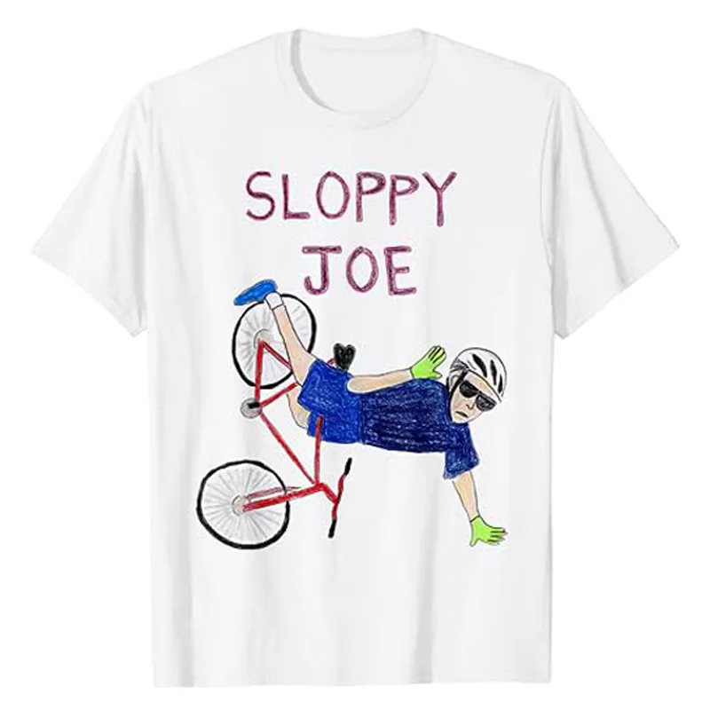 

Sloppy Joe Tee Running The Country Is Like Riding A Bike T-Shirt Humor Funny Political Joke Graphic Tee Tops Campaign Outfits