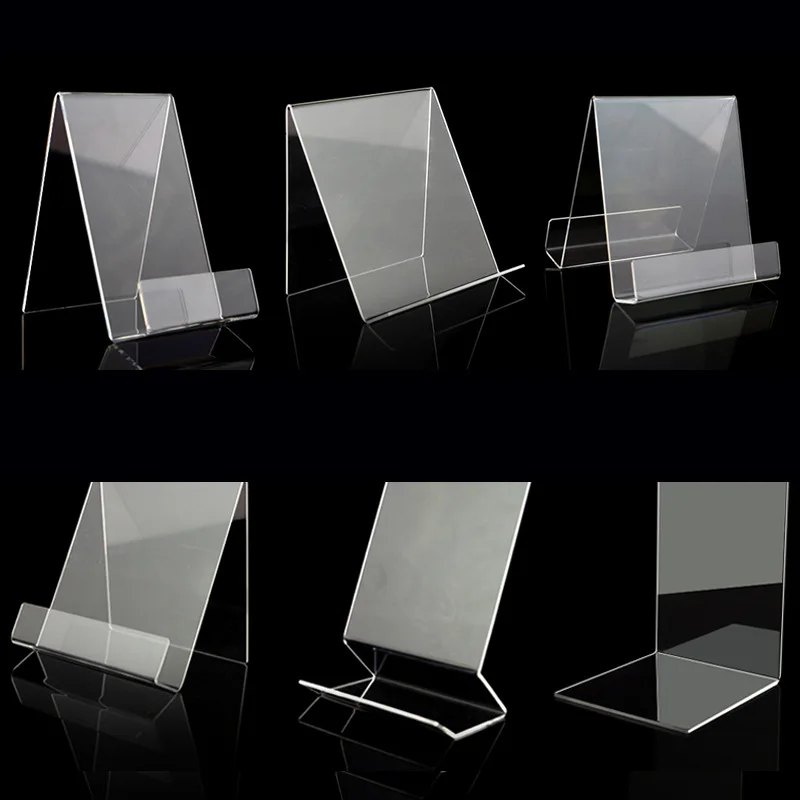 

4PCS Clear Acrylic Bookend Organizer for Book,Video Game,CD, Bookshelf Decor Bedroom Library Office School Supplies Stationery