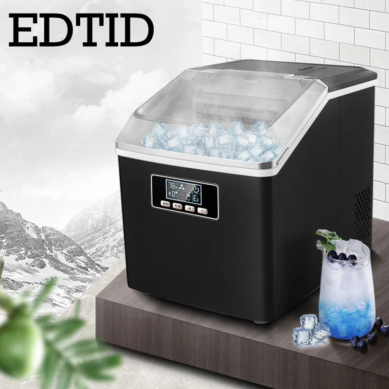 EDTID Commercial Automatic Ice Maker English panel 25kgs/24H Square shape Ice Cube Reservation Ice Making Machine Bar Cafe shop