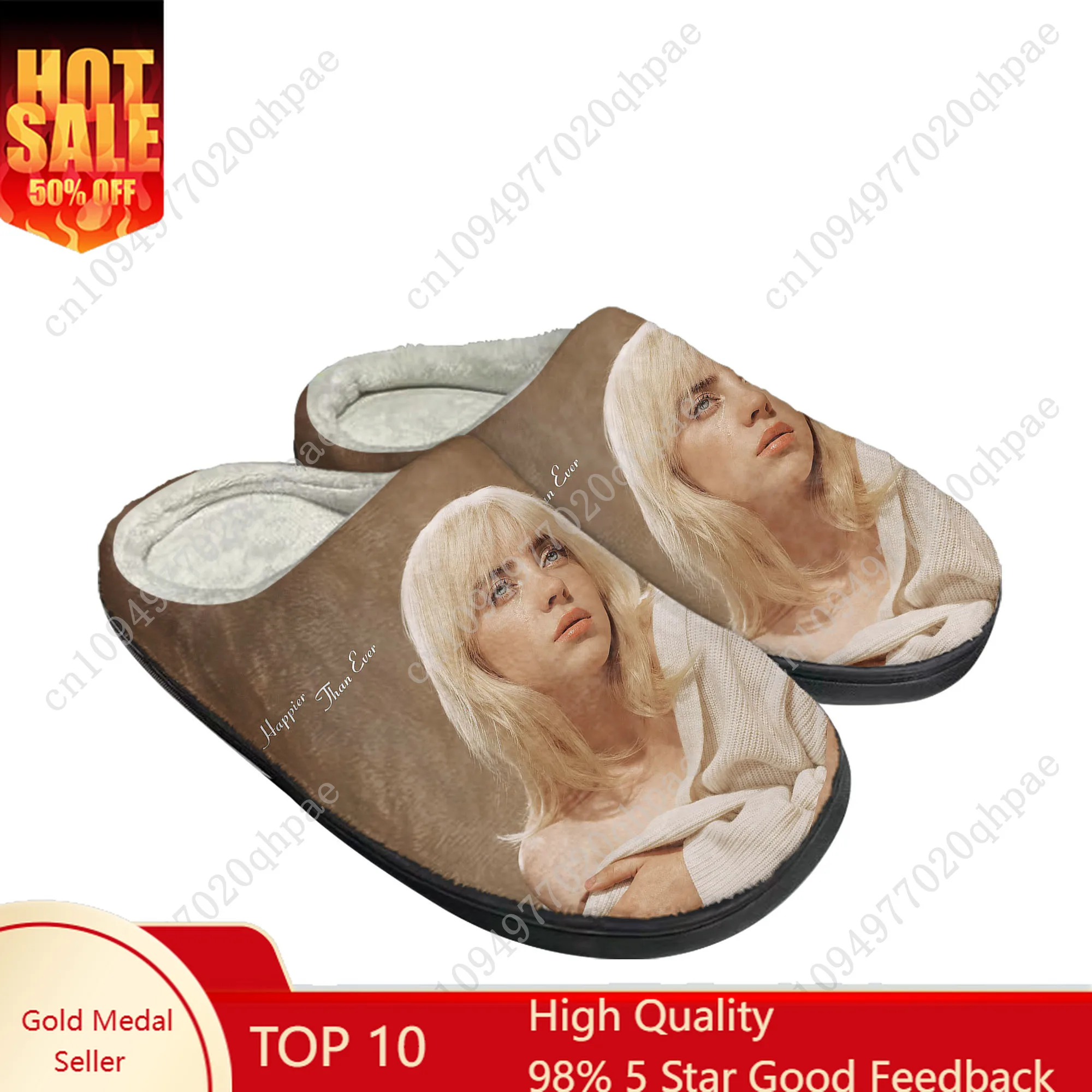 

Billie Eilish Cotton Slippers High Quality Mens Womens Youth Boy Girl Plush Bedroom Keep Warm Shoes Customized Thermal Slipper