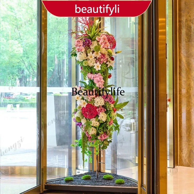 03 hotel revolving door artificial flower fake flower shopping mall lobby lobby floor decorative flower high-grade green plant