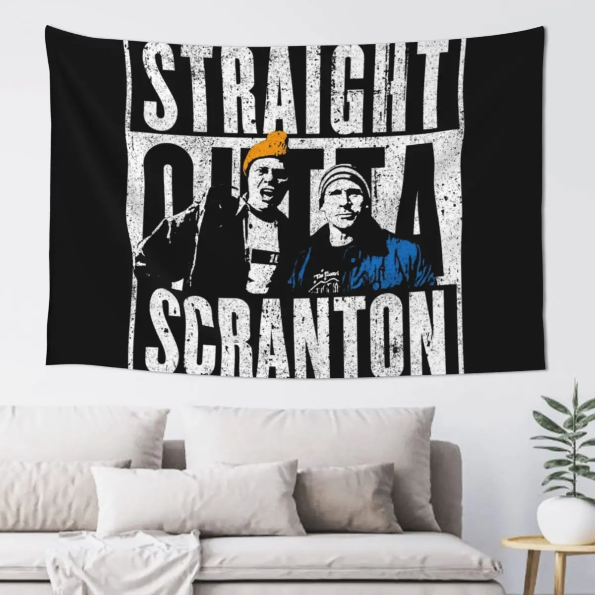 

Straight Outta Scranton - Lazy Scranton Tapestry Kawaii Room Decor Wall Art Tapestry