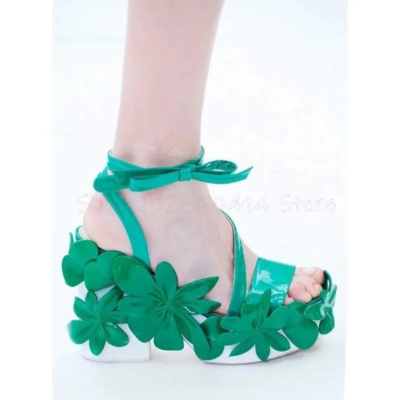 

Green Embossment Design Open Toe Platform Sandals Ankle Buckle Strap Women Shoes Chunky High Heels Sexy 2025 Zapatos Para Mujere