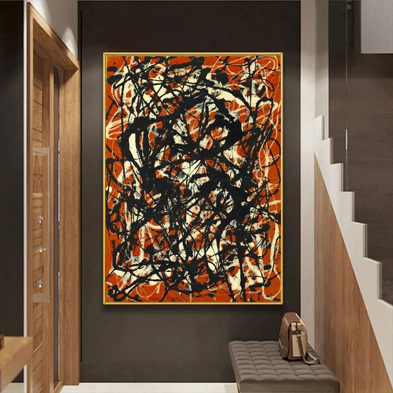 Jackson Pollock Abstract Free Line Mural Painting Prints Poster HD Pictures Printed on Canvas Used for Home Room Wall Art Decor