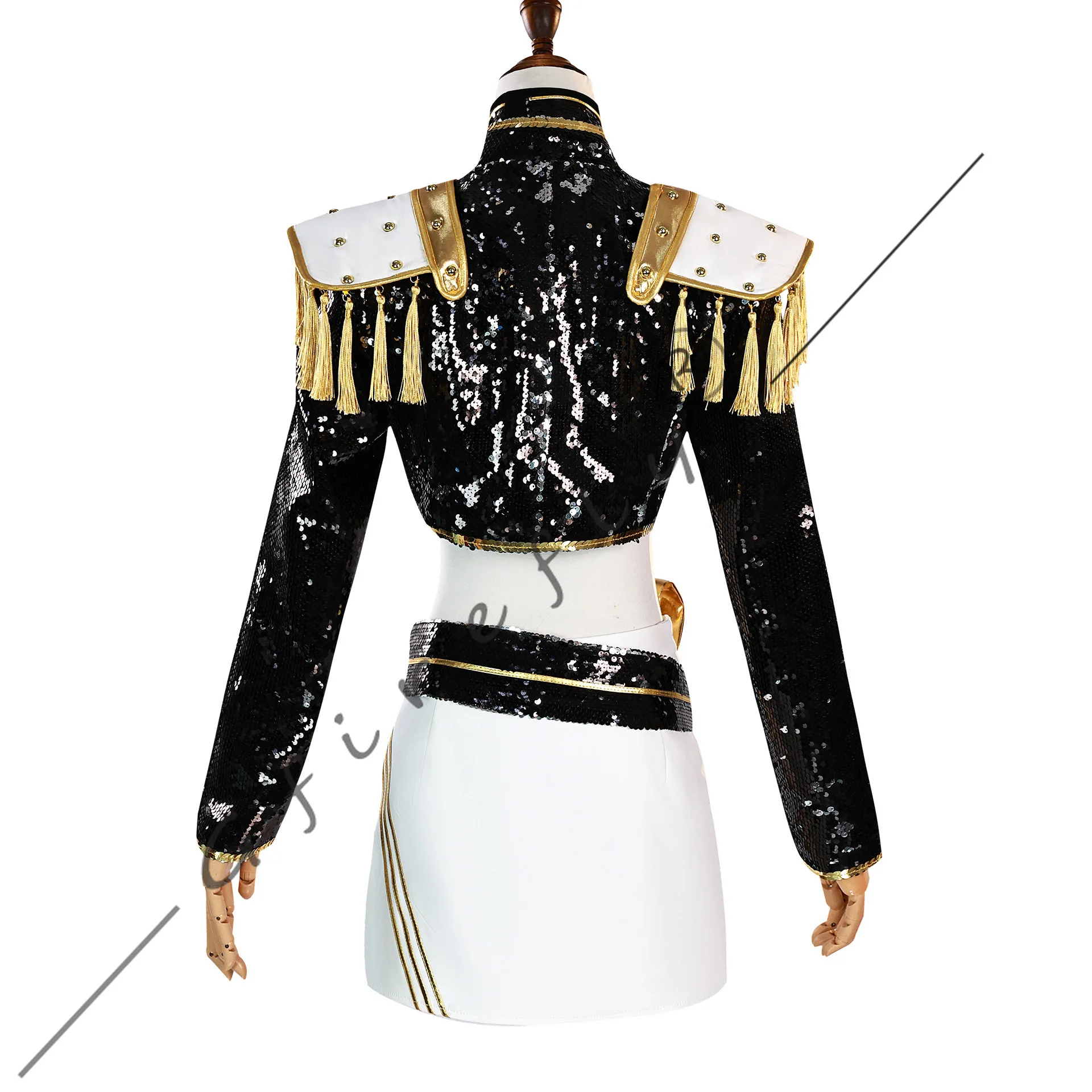 K-pop Demon Hunters Cosplay Nero e Oro Performance Outfit Rumi Mira Zoey Cosplay Set completo Costume di scena di ruolo