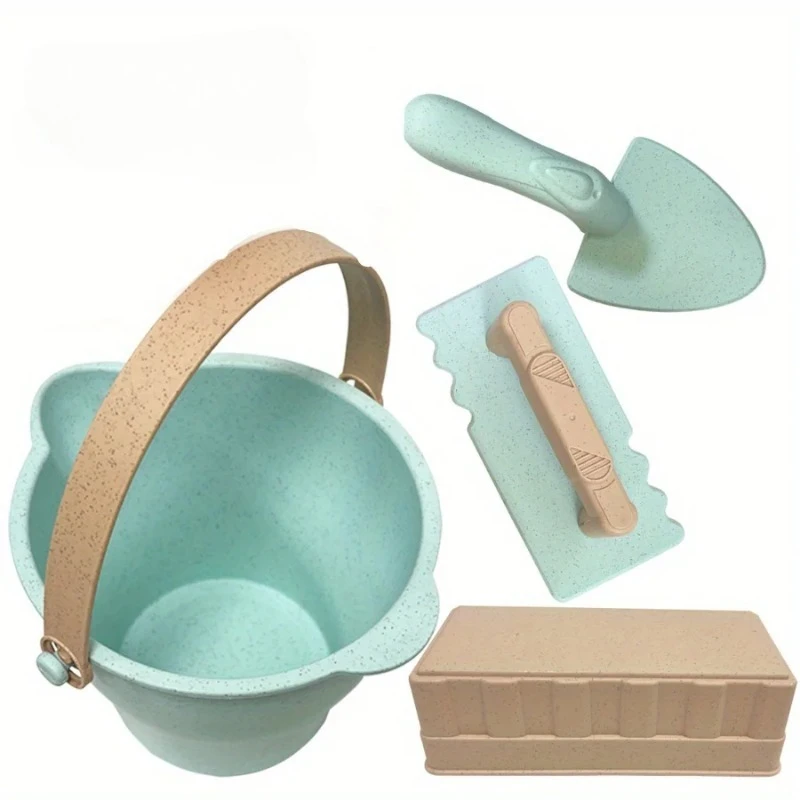 

Children's Beach Wall Building Toys Baby Sand Digging Bucket Castle Outdoor Play Sand Pool Wheat Straw Set - Birthday Gift