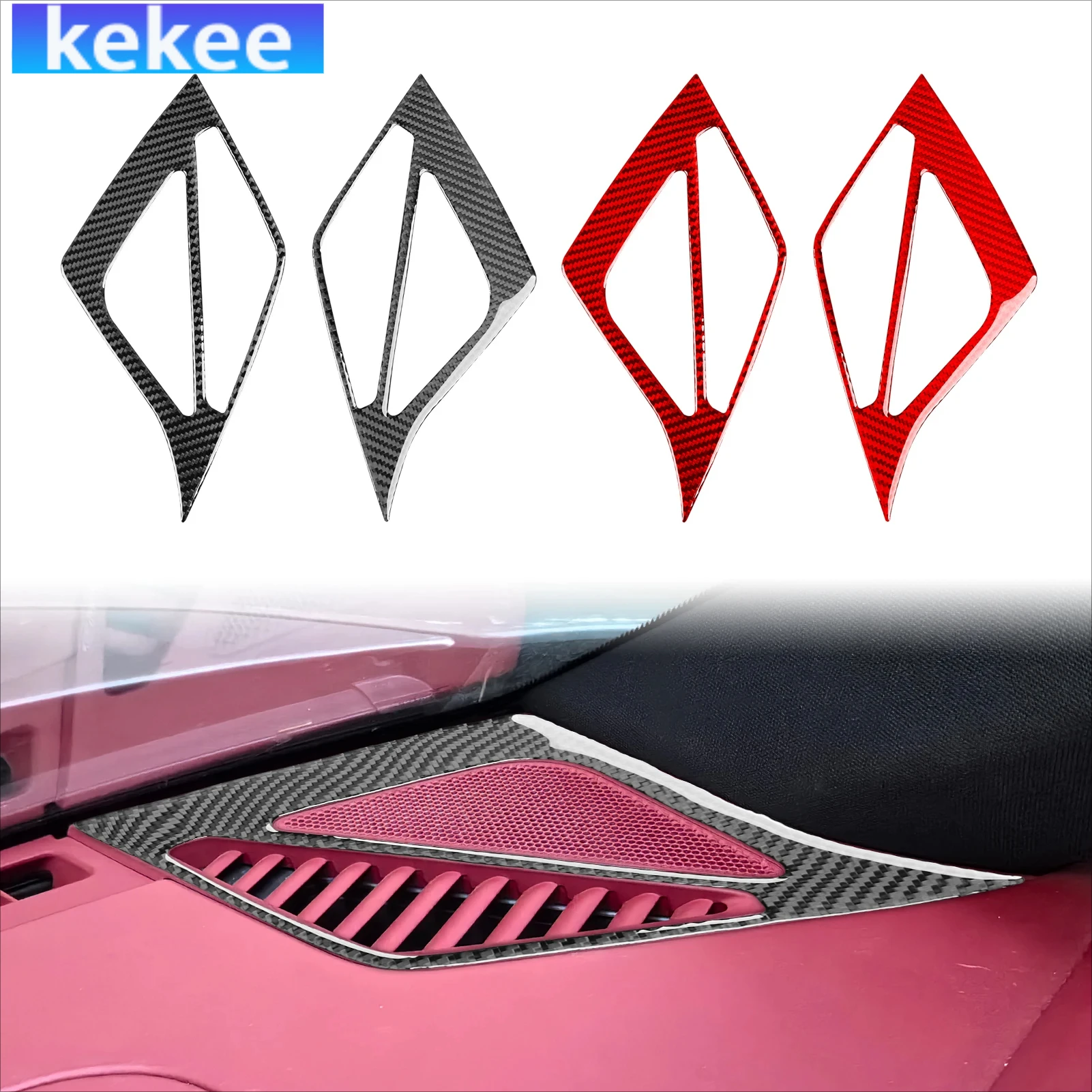 

For Porsche 992 911 2019-2024 Carbon Fiber Dashboard Sides Air Outlet Air Vent Interior Car Accessories Soft Cover Stickers Trim